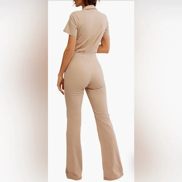 WE THE FREE JAYDE DENIM FLARED JUMPSUIT SIZE SMALL - Picture 3 of 12